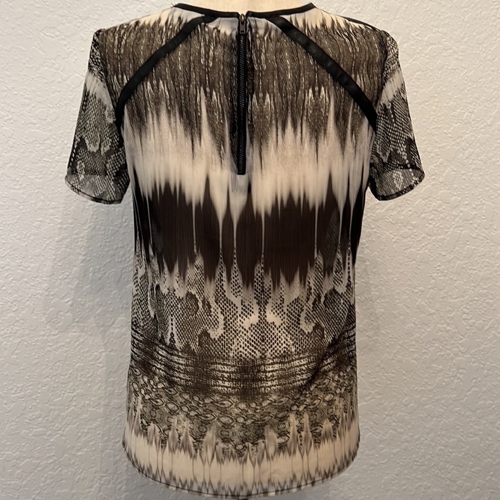 GENERATION LOVE‎ NY Sheer Top Snake Print Faux Leather Made USA Fitted  S - Picture 10 of 17